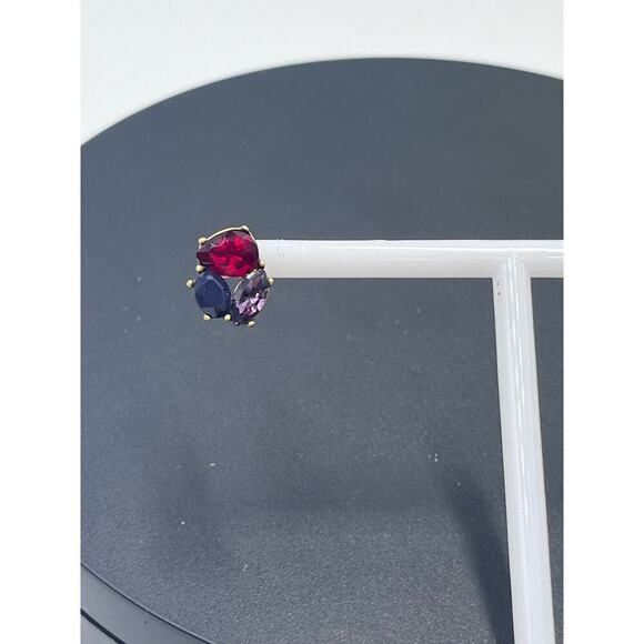 J. Crew Red purple Rhinestone stud Gold Tone Earrings - Picture 3 of 15